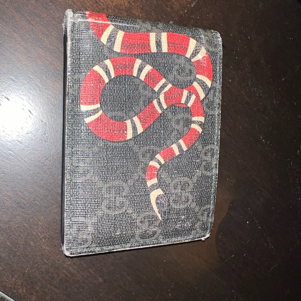 Gucci Black and Red Key and Card Holder with Snake Design